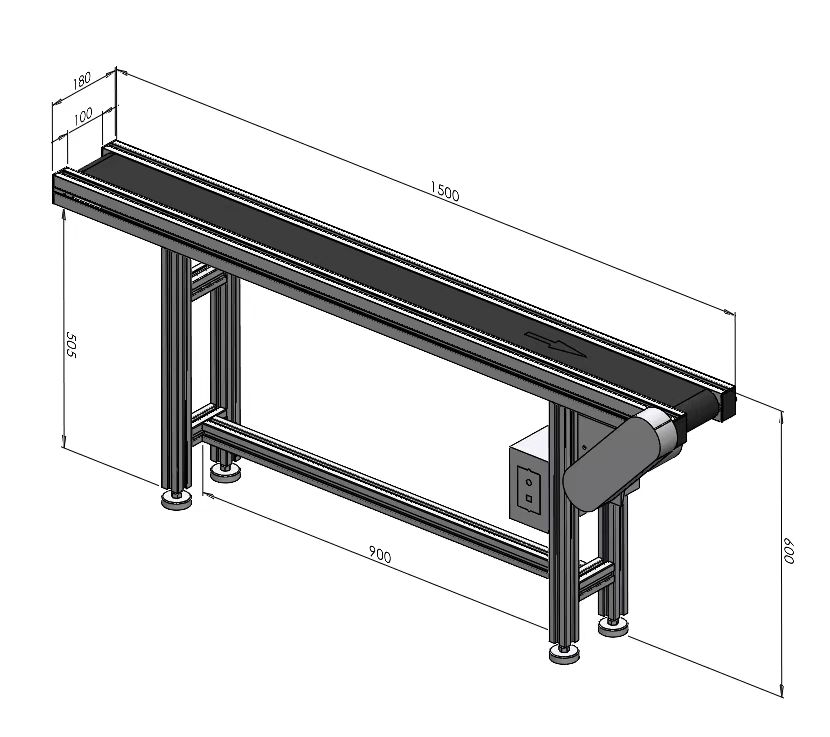 黑色PVC皮帶輸送機流水線
